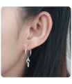 Heart Key Designed Silver Hoop Earring HO-2534